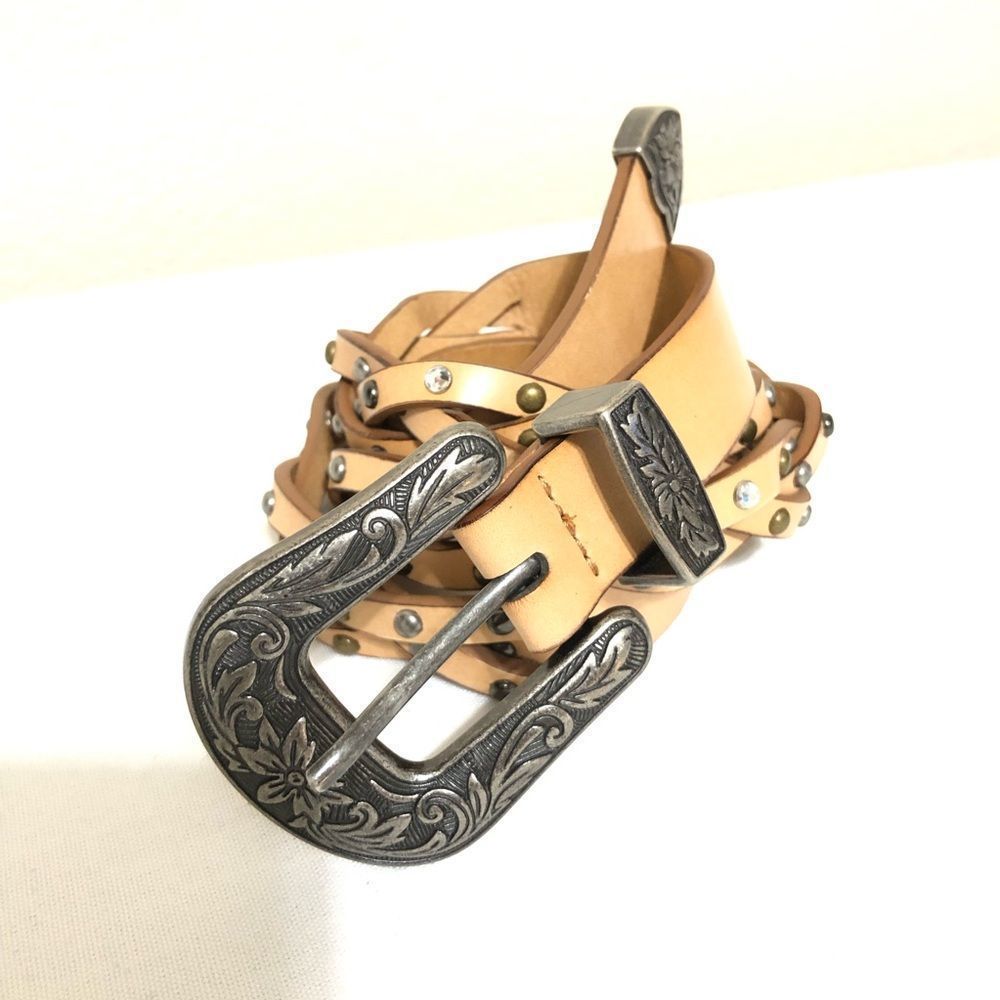 Western leather studded belt